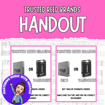 Preview of Freebie Trusted Reed Brands Music Handout