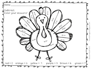 Freebie - Turkey Subtraction by First Grade Friendly Frogs | TpT