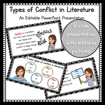 Preview of Freebie- Types of Conflict Editable PowerPoint Presentation