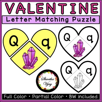 Preview of Valentines Day Activities Letter Matching ELA Puzzle Cards kindergarten PreK