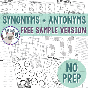 Preview of Freebie Version: Synonyms and Antonyms Pack: NO PREP!