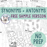 Freebie Version: Synonyms and Antonyms Pack: NO PREP!