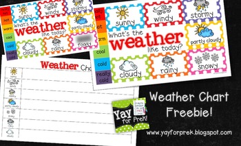 Preview of Freebie!  Weather Chart!  Toddler, PreK, Kindergarten, First Grade!