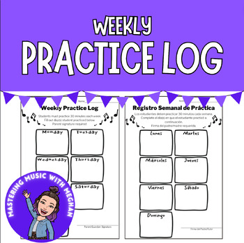 Preview of Freebie Weekly Practice Log