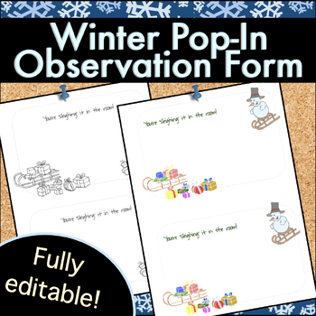 Preview of Freebie Winter Pop-In Observation Form for Instructional Coaching