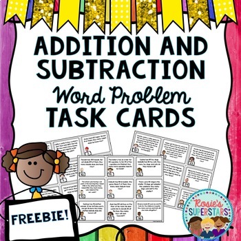 Preview of Freebie: Word Problems for Addition and Subtraction Task Cards
