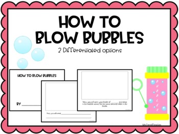 Freebie Writing How To Blow Bubbles Template Book Kindergarten 1st Grade