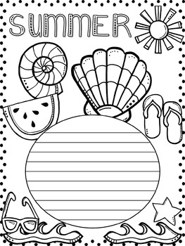 Freebie Writing Paper : Summer Beach : Standard Lines by Little Lotus