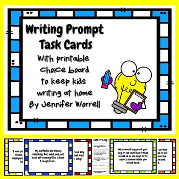 Preview of Freebie Writing Prompt Task Cards with Printable Choice Board