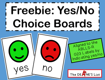 Freebie: Yes/No Choice Board by The Deane's List