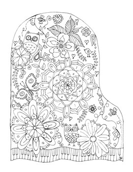 Preview of Freebie coloring sheet for piano