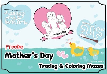 Preview of Freebie! Mother's Day Tracing & Coloring Mazes (Mother's Day Activities)