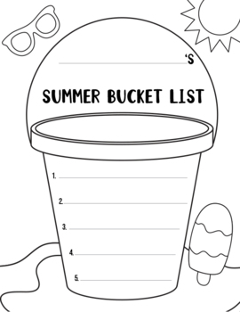 Preview of Freebies : Summer Bucket List / Summer Break Writing Activity