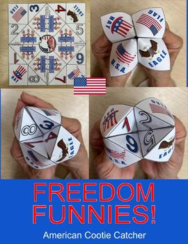 Preview of Freedom Funnies American Cootie Catcher With Jokes Game Starting Conversations