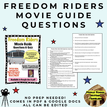 Preview of Freedom Riders Movie Guide Questions & Quiz for PBS documentary (Freedom Rides)