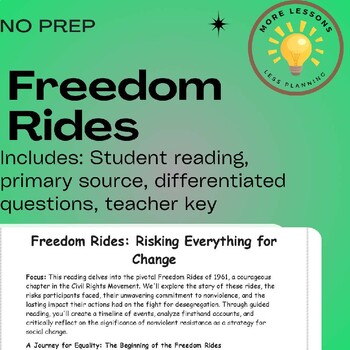 Preview of Freedom Rides: Drive for Justice Civil Rights Reading Comprehension Worksheet