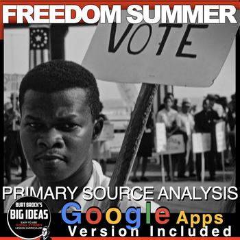 Preview of Freedom Summer Primary Source Activity (Civil Rights) + GoogleApps Version