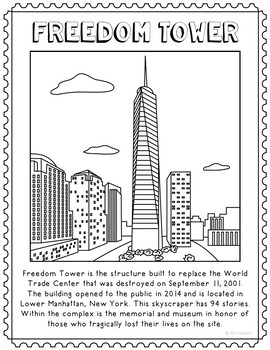 September 11th Memorial Freedom Tower Informational Text Coloring Page Craft