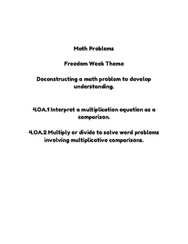 Preview of Freedom Week Math Problems - Deconstructing a problem to develop understanding