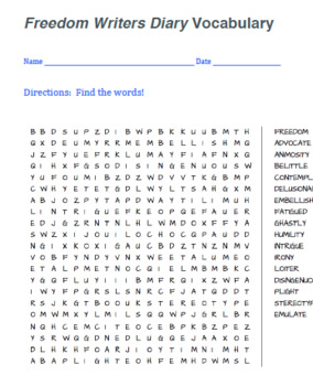 Preview of Freedom Writers Diary Vocabulary (Word Search)