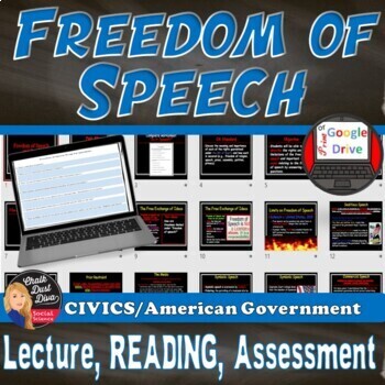 Preview of FREEDOM OF SPEECH Lecture & Reading Activity - Print and Digital - Editable