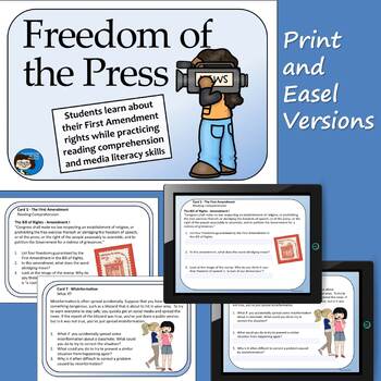 Preview of Freedom of the Press Task Cards - Print and Easel Versions