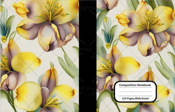Preview of Freesia Flower Composition Notebook Cover For School,Home,Work, Clip Art