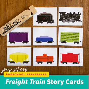 Preview of Freight Train Story Cards, Rainbow Colors, Sequencing, Transportation
