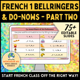 French 1 Bellringers & Do-Nows (Part Two)