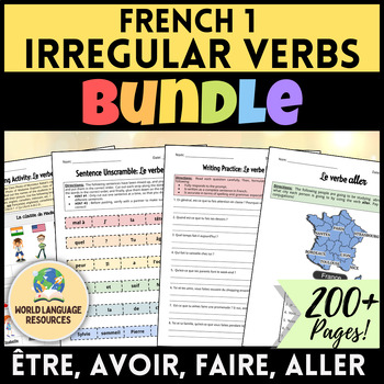Preview of French 1 Irregular Verbs BUNDLE - ÊTRE, AVOIR, FAIRE, ALLER