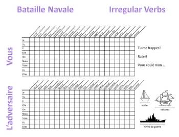 Preview of French 1 Irregular Verbs Battleship