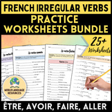 French 1 - Irregular Verbs Practice Worksheets [être, avoi