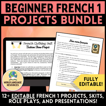 Preview of French 1 Projects BUNDLE - Projects, Presentations, Skits for Beginners