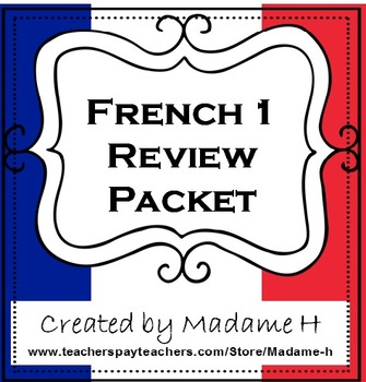 Preview of French 1 Review Packet - French 1 Practice Activities