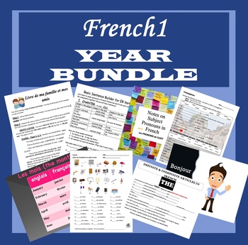 Preview of French 1 SEMESTER/YEAR BUNDLE for Middle/High School
