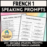French 1 Speaking Prompts for Novice French Students