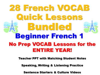 Preview of French 1 Vocab Units for Beginner French: 28 Quick Lessons Bundled