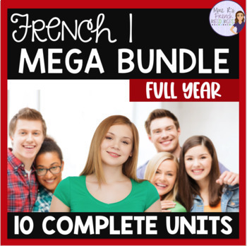 Preview of French 1 curriculum year-long bundle: grammar, vocabulary, & speaking activities