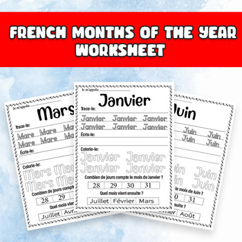 Preview of French 12 Months Activities & Worksheets / Les noms des mois de l'année