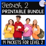 French 2 printable bundle of worksheets for beginning core
