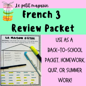 Preview of French 3 Review Packet, Summer Packet