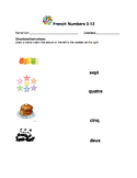 French 3-Worksheet Bundle: Numbers 0-12