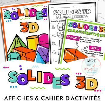 Preview of French 3D Shapes Geometry Activities + Posters | Formes - Solides 3D Géométrie