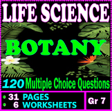 Life Science. Botany. 6 Worksheets. Grade 7