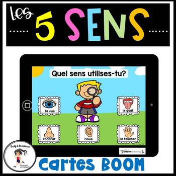 Preview of French 5 Senses Boom Cards | Les 5 sens Distance Learning