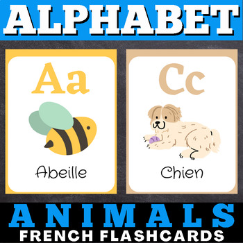 Preview of French ABC Flashcards : Animal Kingdom, Colorful Illustrations K-Prek