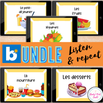 Preview of French FOOD Nourriture Vocabulary BOOM CARDS Audio Listening Communication