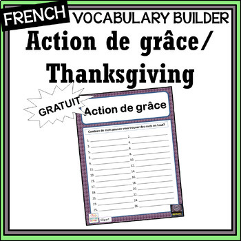 Preview of French Action de grâce/Thanksgiving activity