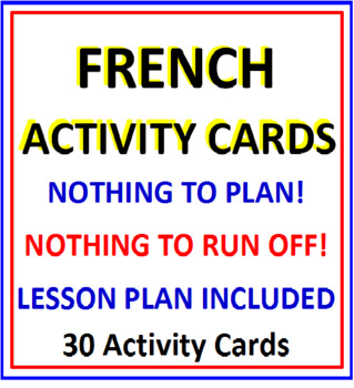 Preview of French Activity Cards WITH Lesson Plan (30 Cards and Lesson)