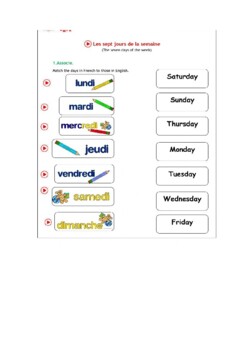 Preview of French Activity Sheet- Days of the Week, Months of the Year